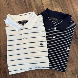 Brooks Brothers White and Navy Striped Polo Shirts